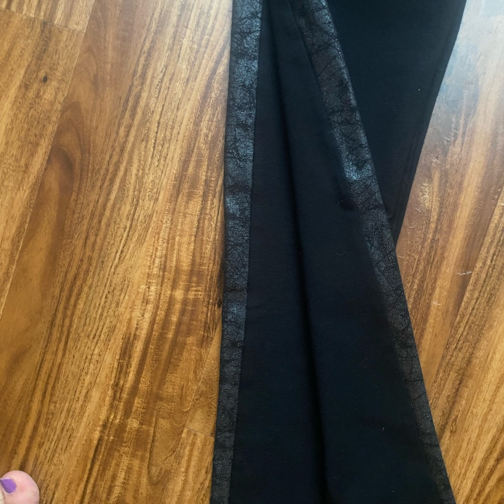 Black Leggings with Lace Trim